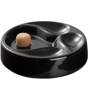 Pfeifenascher Ceramic Round black 3 Ablagen